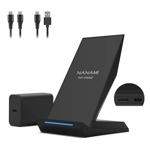 Fast 2 in 1 Wireless Charging Stand, with 30W Adapter for Universal Phone | High Speed Charger with Extra USB-A Port Compatible with iPhone 17/16/15/14/13/12/11, for Samsung Galaxy S26/S25/S24/S23/S22 - color: Classic Black
