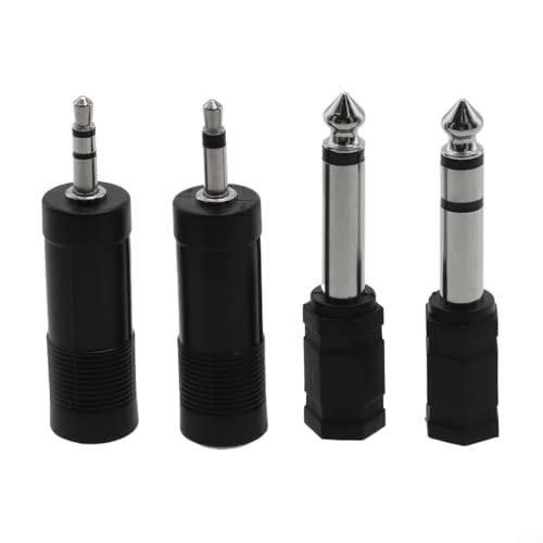 4PCS 3.5mm Female to 6.35mm Male Headphone Adapter Converter, Gold Plated Audio Jack for Guitar Microphone Studio Recording, Black