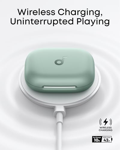 Soundcore AeroFit 2 by Anker Open Ear Earbuds, Open Ear Headphones, Earbuds | Real-Time Translation, 4 Adjustable Positions, 42H Playtime, Rich Bass, Hi-Res, IP55, AI Clear Calls, Wireless Charging - color: Minty Green, style: Standard