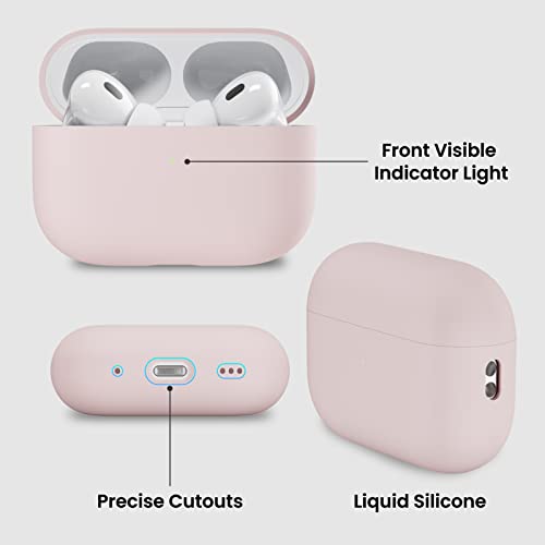 ORNARTO for AirPods Pro 2 Case, Hybrid Silicone, Pink | Hybrid Silicone Rubber, Front LED Visible, Wireless Charging, Skin-Friendly Soft Touch, Anti-Scratch, Detachable Lanyard - color: Pink