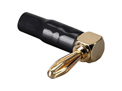 Monoprice 10 Pair Right Angle 24k Gold Plated Banana Speaker Wire Cable Screw Plug Connectors (121915) Black/Red - style: 10 Pack