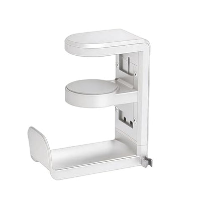 360° Rotating Headphone Hanger, Under Desk Headset Holder, Clamp‑On Headphone Stand for All Over‑Ear Headphones,White - color: White