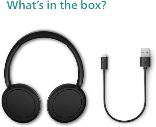 Philips H5209 Wireless Headphones,Over-Ear Bluetooth Headphones with Dynamic Bass,Clear Call, 65 H Battery Life,Fast Charging,Soft Ear Cups, Bluetooth 5.3, App Control, Lightweight,Black - style: H5209 Over-ear Headphone
