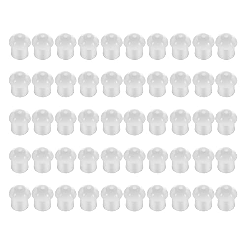 50Pack Replacement Earbud Ear Tips for Radio Acoustic Tube Earpiece & Coil Tube Headset White Silicone Mushroom Earbud for Motorola Baofeng Kenwood Yaesu HYT Midland Cobra