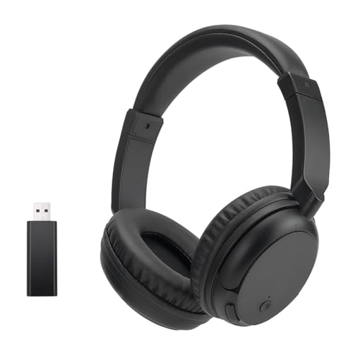Wireless Bluetooth Headphones with FM Radio, Over-Ear Wireless Headset for TV, Computer & Phone, No Audio Delay Deep Bass Headphone Ultra-Lightweight Design for Teens & Elderly (Black)