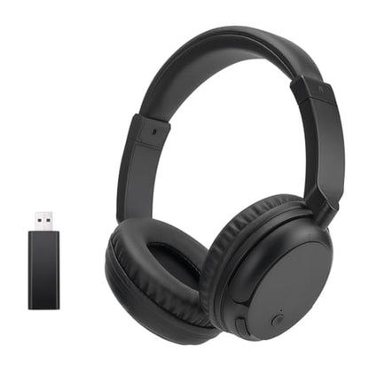 Wireless Bluetooth Headphones with FM Radio, Over-Ear Wireless Headset for TV, Computer & Phone, No Audio Delay Deep Bass Headphone Ultra-Lightweight Design for Teens & Elderly (Black)