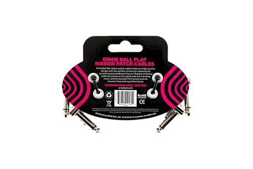 Ernie Ball Flat Ribbon Patch Cable 3-Pack, 3in, Black (P06220) - color: Black, size: 3 Inch, style: 3-Pack