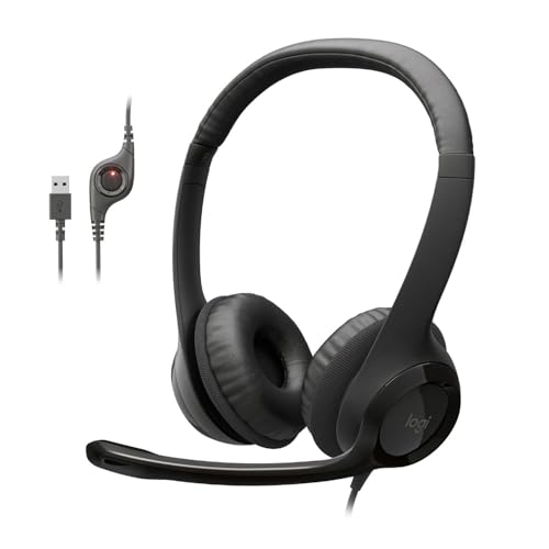 Logitech H390 Wired Headset PC/Laptop Stereo Headphones, USB-A, Black | For PC/Laptop, stereo headphones, microphone, in-line controls, works with Chromebook - color: Black, style: USB-A