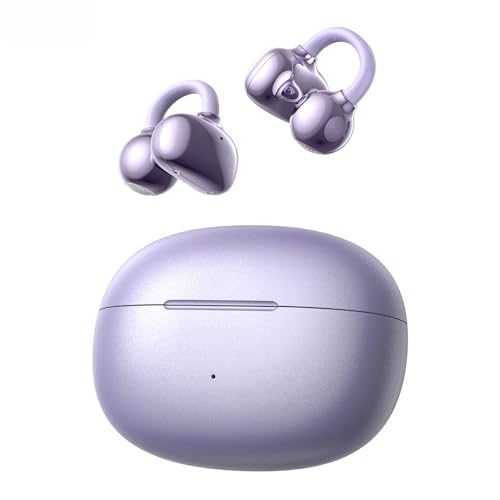NE55 AI Translation Earbuds Real-Time, 135+ Languages Translator, Open Ear Wireless Bluetooth 6.0 Clip on Earbuds, Waterproof Open Ear Headphones with 52H Playtime, for Travel Work Meeting (Purple) - color: Purple