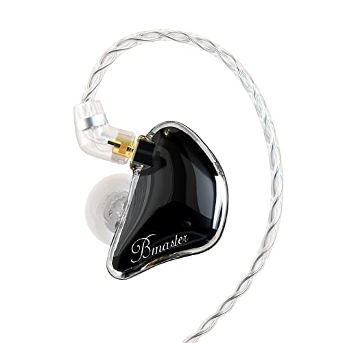 BASN Bmaster Triple Drivers in Ear Monitor Headphone (Black) | sound isolation iem with two detachable mmcx cables,carrying kit fit, ideal for audio engineer musician - color: Black