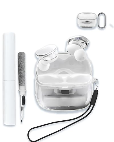 Case for JBL Tune Buds 2 True Wireless Noise Cancelling Earbuds,Clear Soft TPU Protective Cover with Keychain and Cleaner Kit for Women Men Shockproof Skin,Clear