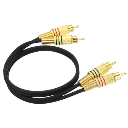 MECCANIXITY 2RCA Male to 2RCA Male Audio Stereo Cable, 1.6 ft RCA Subwoofer Cable with Gold Plated Plugs for Home Theater, HDTV, Amplifiers, Speakers, Black Cable Gold Shell - color: Black/Gold, size: 1.6 ft