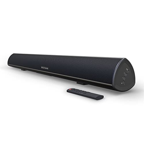 BESTISAN 100 Watt 40 Inch TV Sound Bar, Home Theater System Wired and Wireless Soundbar Speaker(Bluetooth 5.0, 105dB, Dsp Audio, Bass Adjustable, Wall Mountable) - color: 40 inch black