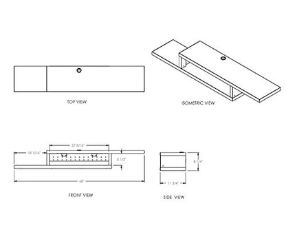 Martin Furniture Asymmetrical Wall Mounted A/V Console, 60inch, Burba Bank - color: Burba Bank, size: 60"
