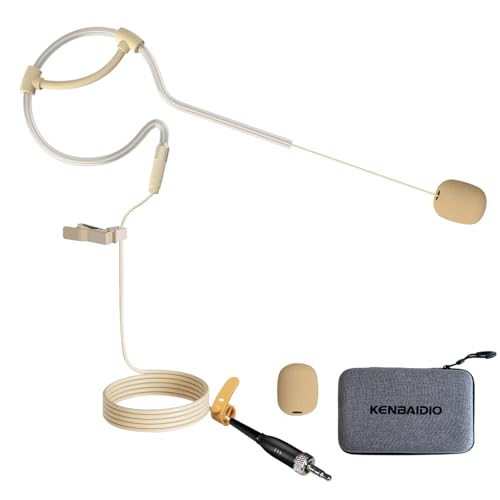 Headset Microphone Single Ear Earset Headworn Low Profile Omnidirectional On-Ear Audio Condenser Mic for Sennheiser Wireless System Bodypack Transmitter, Musicians, 3.5mm Female Screw Plug - size: 3.5mm Female Screw Plug for Sennheiser Only