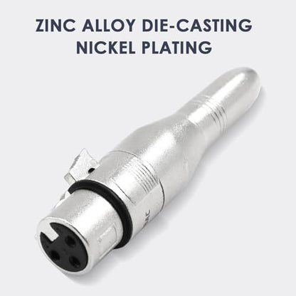 XLR 3 Pin Female to 1/4" 6.35mm Female Jack Socket Audio Adapter,Silver4Pcs | Diecast Zinc Alloy Shell, Low Noise, Pro-Grade Sound, Tight Fit, Conversion Adapters For Mic, PA, DJ, Instrument, Studio Gear - size: XLR Female, style: 4 pcs