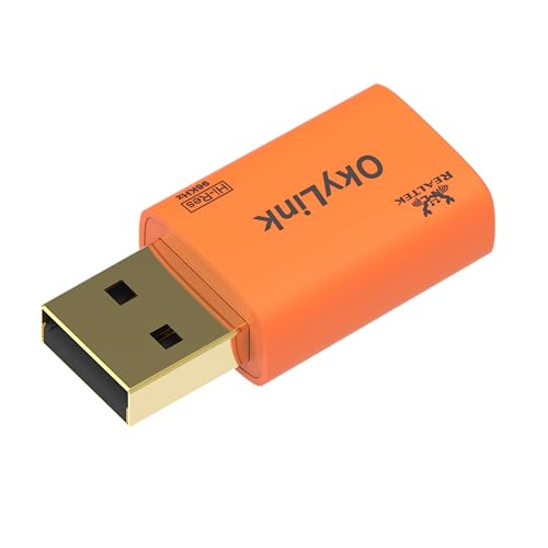 OkyLink USB to 3.5mm Audio Adapter, 96kHz Hi-Res DAC, Plug and Play,1-Pack | External Sound Card, TRRS 4-Pole, Realtek DAC Chip, Compatible with PS5/PS4, Windows, Mac - size: 1 Pack