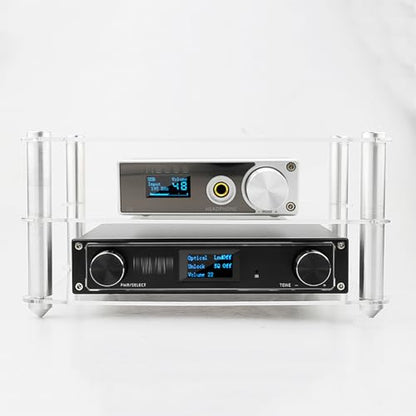 Mini Acrylic Audio Component Rack, Open 2-Layer Rack Aluminium Holders, Small Desktop Multimedia Storage, 3kg Load Capacity, for HiFi Audio Equipment Dac Amplifier Amp - color: A