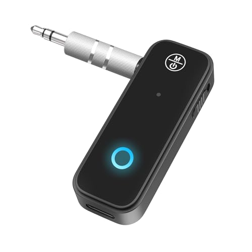 Bluetooth AUX Adapter for Car, Bluetooth 5.3 Receiver & Transmitter for Old Car/Home Stereo/TV, Wireless Audio Adapter with Hands-Free Calling, USB-C Rechargeable, 3.5mm AUX