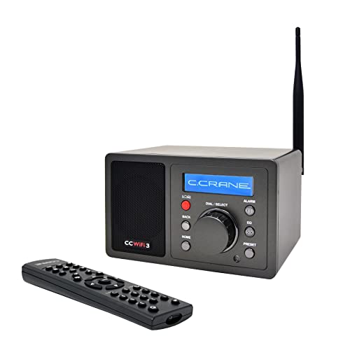 C. Crane CC WiFi 3 Internet Radio with Skytune, Bluetooth Receiver, Clock and Alarm with Remote Control, Access to Thousands of Radio Stations Worldwide - size: Small bedside