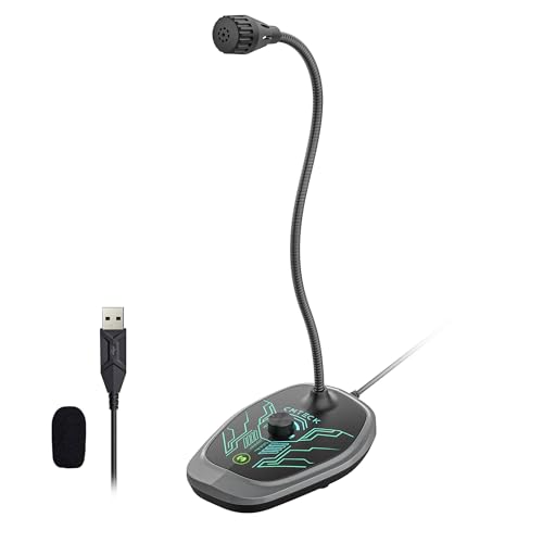 CMTECK USB Computer Microphone, RGB Light, Mute Function for PC/Laptop - color: Dynamic RGB