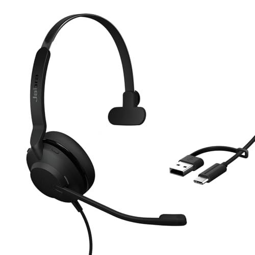 Jabra Evolve2 30 SE (2025 Version) Wired Single-Ear Headphones with Microphone – Computer Headset - USB-A and USB-C Cable - Microsoft Teams Certified - Works with All Meeting Platforms – Black - color: Mono, style: Teams Certified