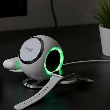 3 in 1 Magnetic Wireless Charging Station for iPhone 17 16 15 14 13 12 Series, 15W MagSafe Compatible Charger Stand, Wireless Charging Dock for Apple Watch and AirPods, Foldable Charger with LED Light