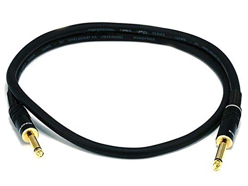 Monoprice Premier Series 1/4 Inch (TS) Male to Male Audio Cable Cord - 3 Feet- Black 16AWG (Gold Plated) - size: 3ft