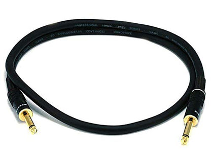 Monoprice Premier Series 1/4 Inch (TS) Male to Male Audio Cable Cord - 3 Feet- Black 16AWG (Gold Plated) - size: 3ft