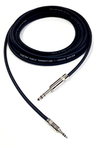 Custom Cable Connection 15 Foot Pro Audio 1/4 inch (6.35mm) TRS to 1/8 inch (3.5mm) TRS Balanced Cable - size: 15 Foot