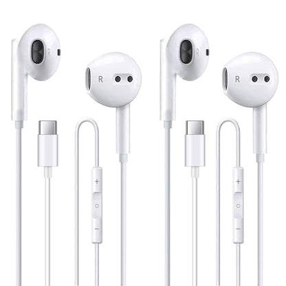 2 Pack USB C Headphones for iPhone 17/16/15 Pro Max Plus, Wired Earbuds with Microphone & Volume Control Wired Headphones for iPhone 17 pro max Type C Earphones