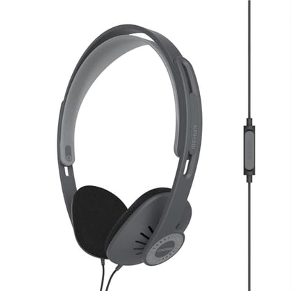 Koss KPH30i Retro Style On-Ear Headphones, Grey, Microphone, Wired | In-Line Microphone and Touch Remote Control, D-Profile Design, 3.5mm Jack - color: Dark Grey