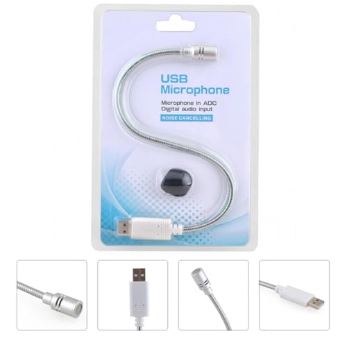 USB Microphone for Computer Desktop Meeting and Voice Chat Portable | Aluminum Alloy Body, Sponge Cover, Compact Lightweight Build, Silver Finish, High Sensitivity, Home Use