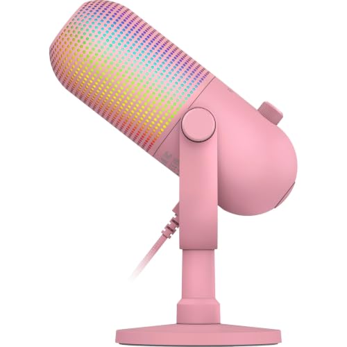 Razer Seiren V3 Chroma 32‐Bit DSP, USB-C Microphone for PC & Mac, Pink | AI Audio Processing, Noise Isolation, Tap-to-Mute, Supercardioid Condenser Mic, Chroma RGB, Discord, OBS Studio, Streamlabs