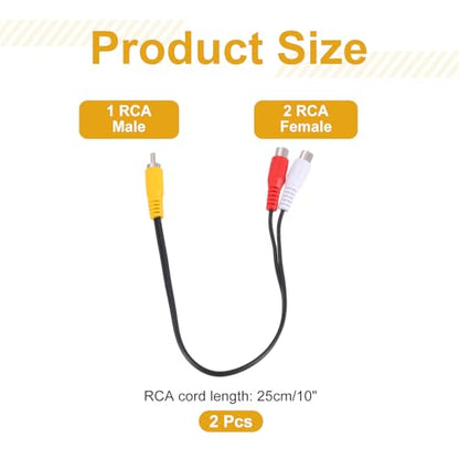 MECCANIXITY 2pcs RCA Splitter Cable, 1RCA Male to 2RCA Female 10" AV Audio Video Splitter Adapter Output Cables for Subwoofer Amplifier - size: 10 inch, style: 1RCA Male to 2RCA Female