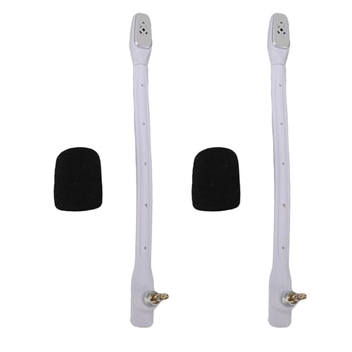Yunseity 2pcs Replacement Microphones for Astro TR Headset Detachable Boom Mic with Noise Cancelling Clear Sound Gold Plated 3.5mm Plug (White) - color: White