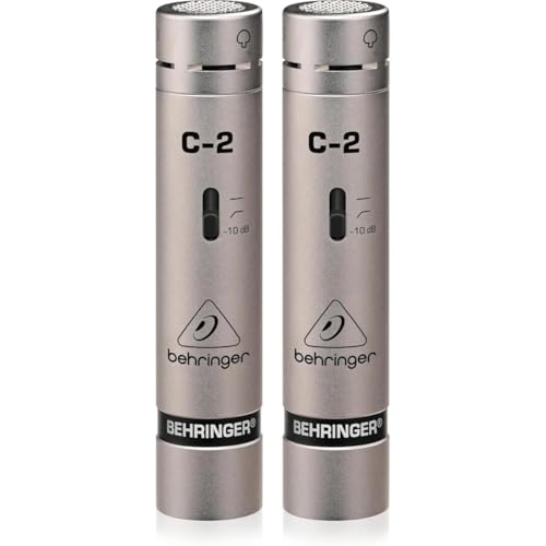 Behringer C-2 Matched Studio Cardioid Condenser Microphones, Pair, Bundle with 2X H&A XLR M to F Cable 25'