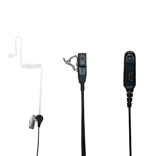 Multi-Pin Acoustic Tube Earpiece Compatible with HT750 | 1-pack multi-pin clear acoustic tube headset with PTT mic compatible with Motorola HT1250 GP328 MTX850 radios.
