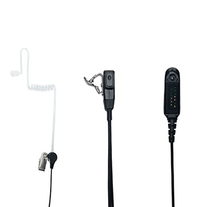 Multi-Pin Acoustic Tube Earpiece Compatible with HT750 | 1-pack multi-pin clear acoustic tube headset with PTT mic compatible with Motorola HT1250 GP328 MTX850 radios.