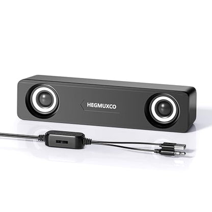10W Wired Stereo Speaker Compact PC Speakers for Desktop -, USB Powered, 3.5mm Audio Input, Laptop Expertly Tuned Computer Soundbar