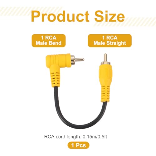 MECCANIXITY RCA Cable, 1RCA Male Bend to 1RCA Male 0.5ft Audio Video Speaker Cable for Subwoofer Amplifier Home Theater DVD TV - size: 0.5ft, style: 1RCA Male Bend to 1RCA Male