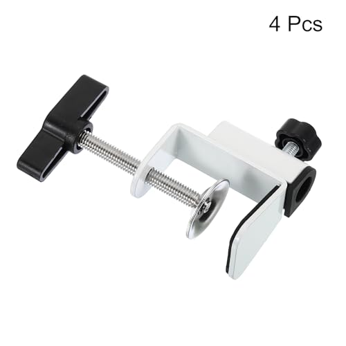 PATIKIL 0.47" Hole Dia. Desk Clamp, 4 Pcs Universal C-Clamp Base with Adjustable Screw for Microphone Mic Arm Table Lamp Mount Holder, White - color: White