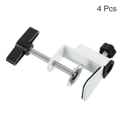 PATIKIL 0.47" Hole Dia. Desk Clamp, 4 Pcs Universal C-Clamp Base with Adjustable Screw for Microphone Mic Arm Table Lamp Mount Holder, White - color: White