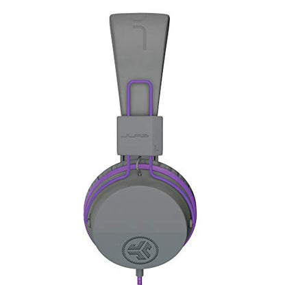 JLab JBuddies Studio Kids Wired on-Ear Headphones with mic, Volume Limiter, Folding, Graphite/Purple - color: Graphite / Purple, size: Headphones