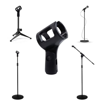 4Pcs Microphone Clip Rubber Flexible Mic Holder | Handheld Wireless, Adjustable Angle, Inner Diameter Range 30-50mm - style: Black, Square