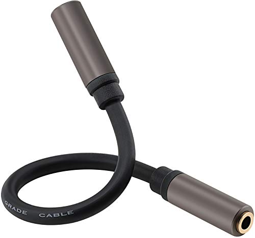 3.5mm Female to Female Adapter Cable TRS Stereo Audio AUX Connector Cod for Headphones, Car, HiFi - 15cm/6inch (Coffee) - color: Coffee