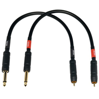 CNCESS CESS-112-1f RCA to 1/4" TS Audio Patch Cable, 12 Gauge, 2 Cables (1 Foot) - size: 1 Foot