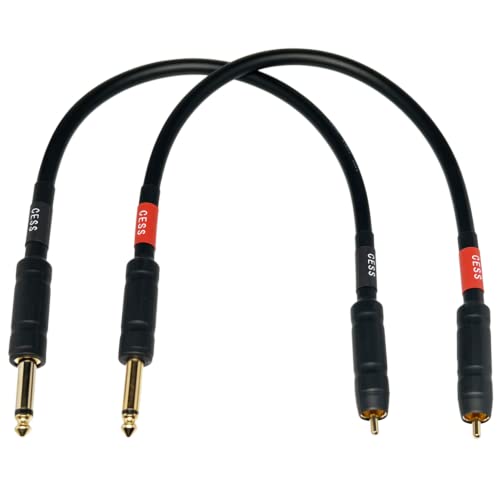 CNCESS CESS-112-1f RCA to 1/4" TS Audio Patch Cable, 12 Gauge, 2 Cables (1 Foot) - size: 1 Foot