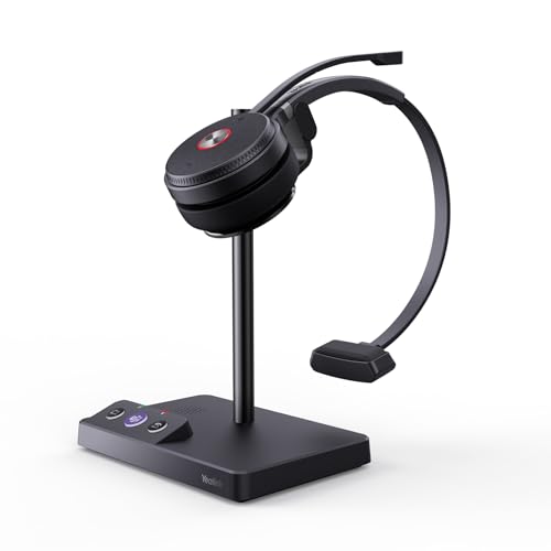 Yealink WH62 Mono Wireless DECT Headset with Microphone for Deskphone PC | 525 Ft Long Range, Teams Certified, Dual Noise cancelling Mic, 13H Talk Time, Busylight, Mute Button, Fits Home Office - style: WH62 Mono-ear