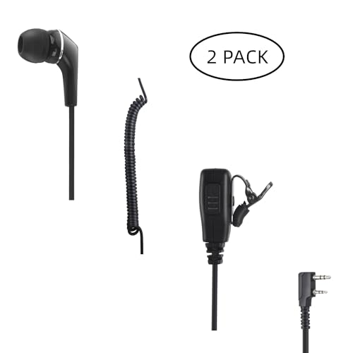 2-Way Radio Earpiece Ear Piece Headset in Ear Earbuds with Coil Tube for Baofeng uv5r uv 5r uv-5r for Retevis rt21 rt22 for Sancom for Kenwood 2 Pin Walkie Talkies(2Pack)